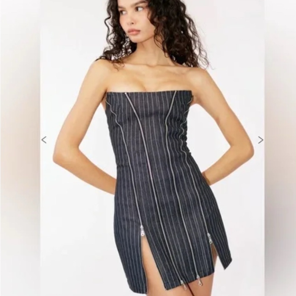 With Jean Mirabel Pin Stripe Zipper Dress NEW never worn Small